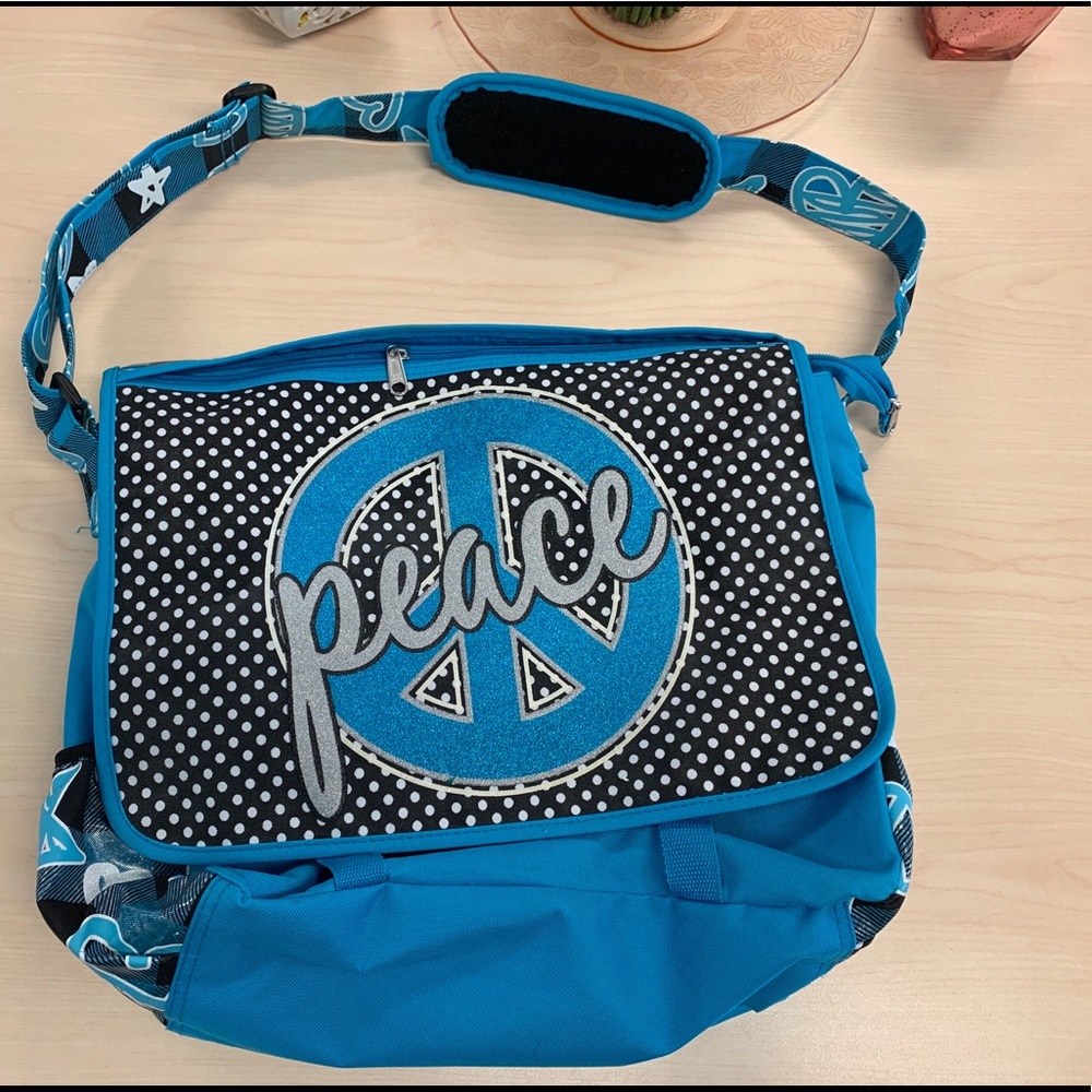 Justice Messenger Bag - shimmer Peace sign